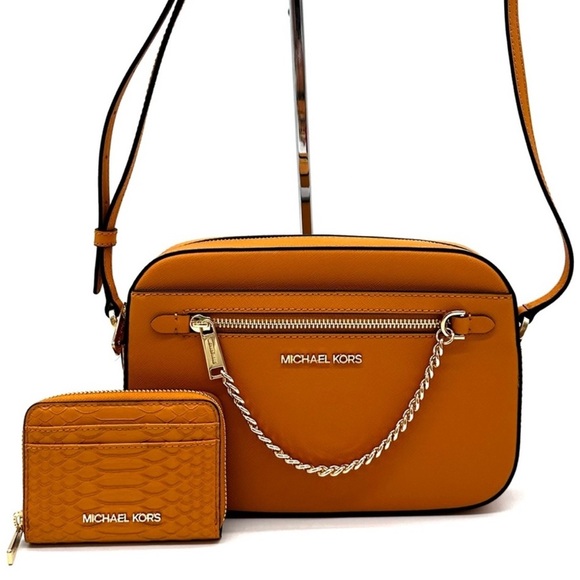 Michael Kors Large EW Crossbody Bag & Medium ZA Card Case Wallet Cider (NWT) - Picture 1 of 13